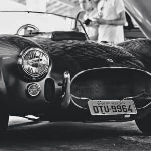 grayscale photography of sports coupe